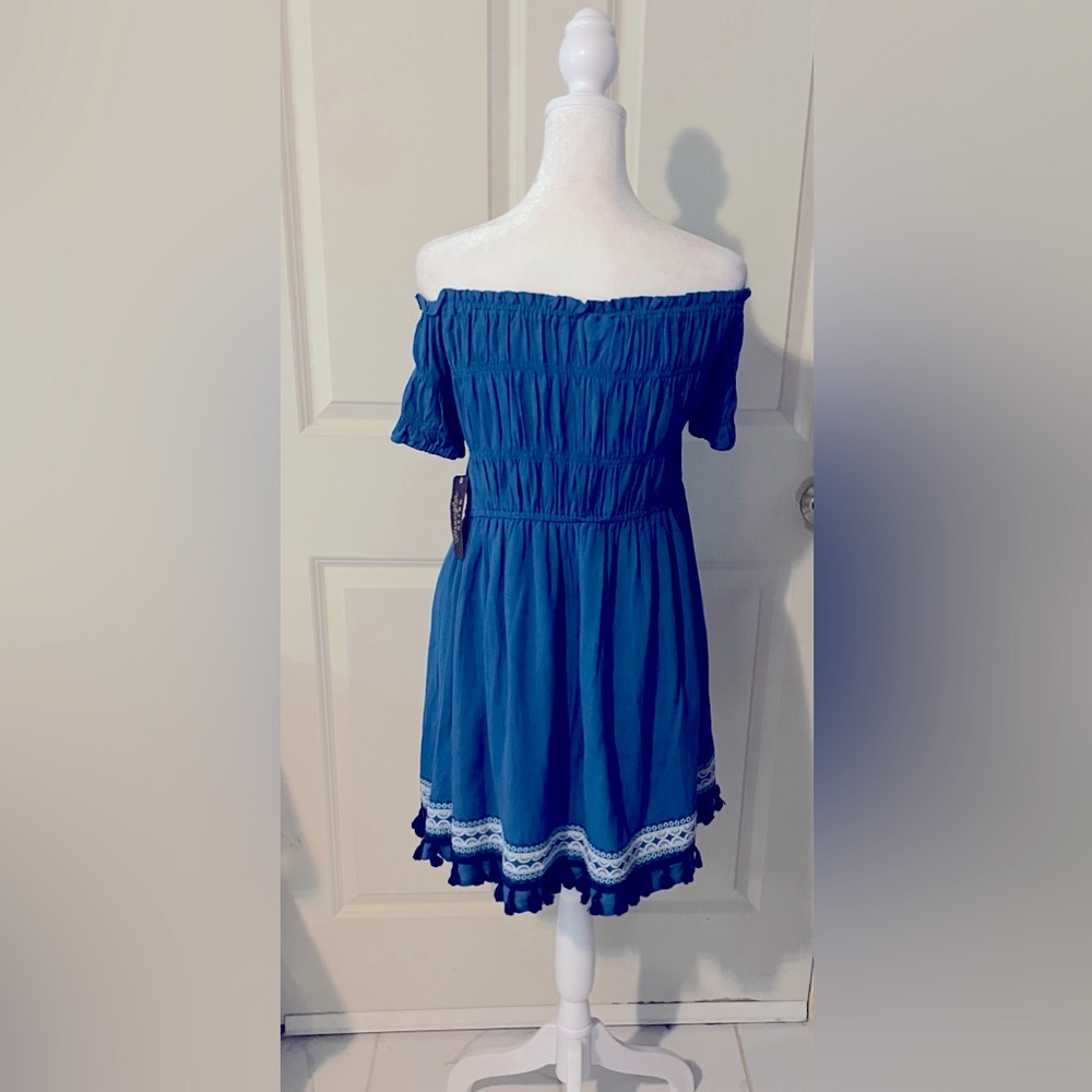 NWT Wrangler Off of the shoulder Western blue dress